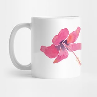 Pink Tropical Hibiscus Watercolor Illustration with a white background Mug